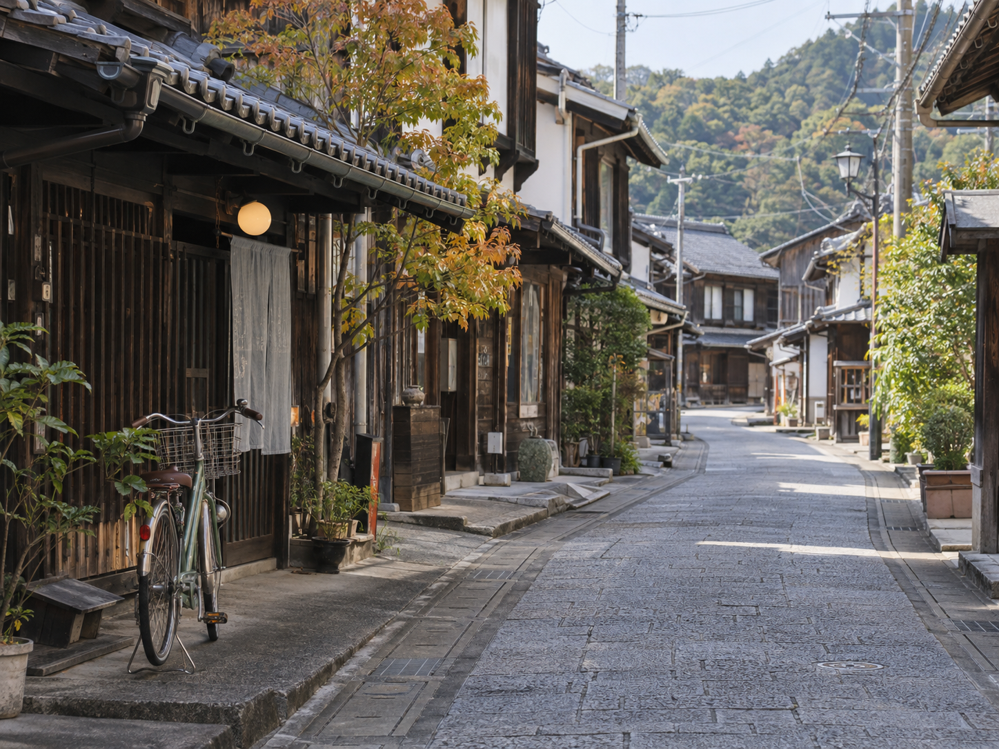 歩いて巡る小さな町の通り（デザイン用イメージ）